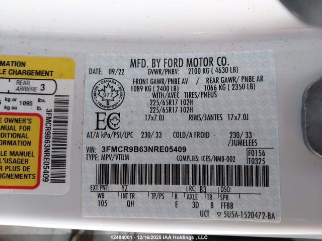 3FMCR9B63NRE05409 Ford Bronco Sport Big Bend