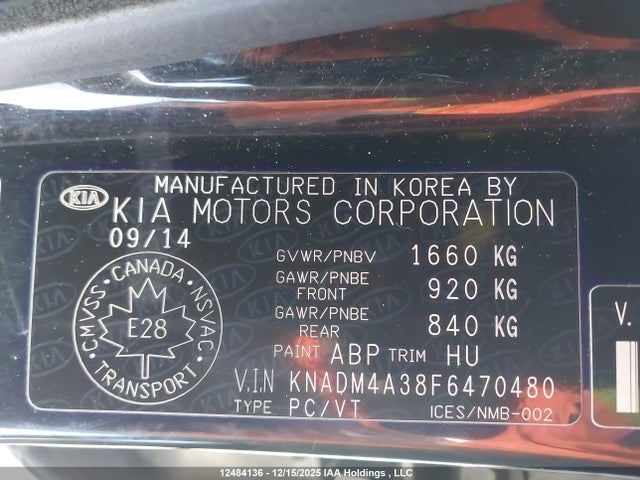 Продаж на аукціоні авто 2015 Kia Rio, vin: KNADM4A38F6470480, номер лоту: 12484136