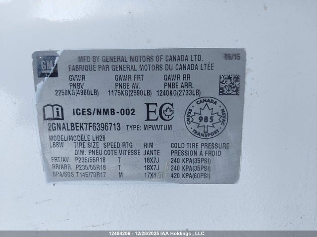 2GNALBEK7F6396713 Chevrolet EQUINOX LT