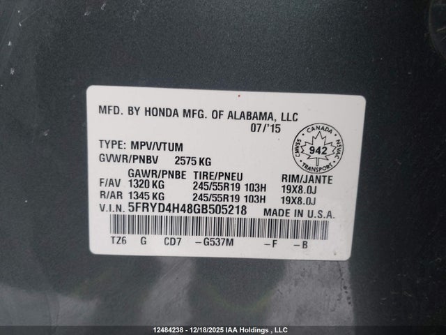 Acura Mdx Technology 2016 5FRYD4H48GB505218 Image 9