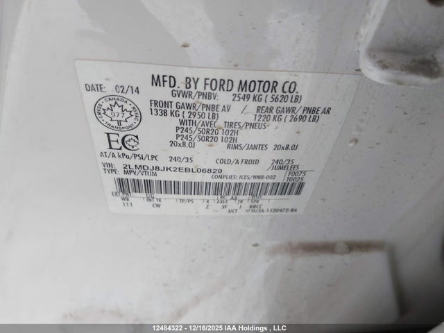 2LMDJ8JK2EBL06829 Lincoln MKX