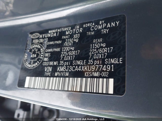 KM8J3CA4XKU977491 Hyundai Tucson Preferred