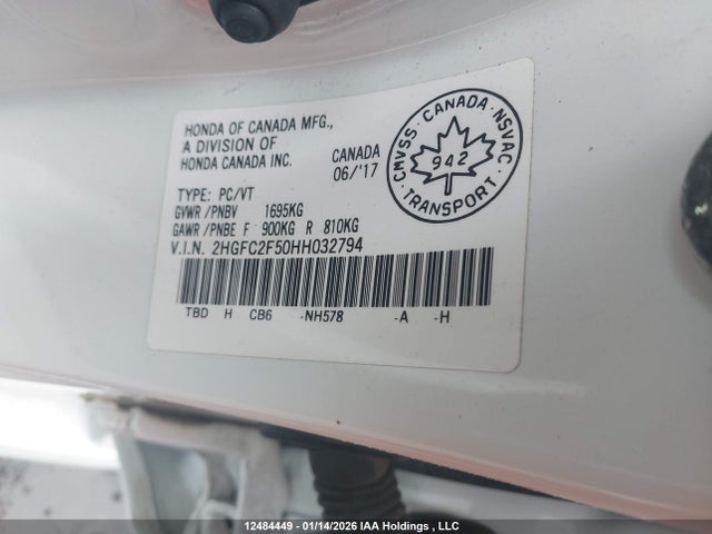 Aukcja sprzedaży 2017 Honda Civic Lx, vin: 2HGFC2F50HH032794, numer aukcji: 12484449