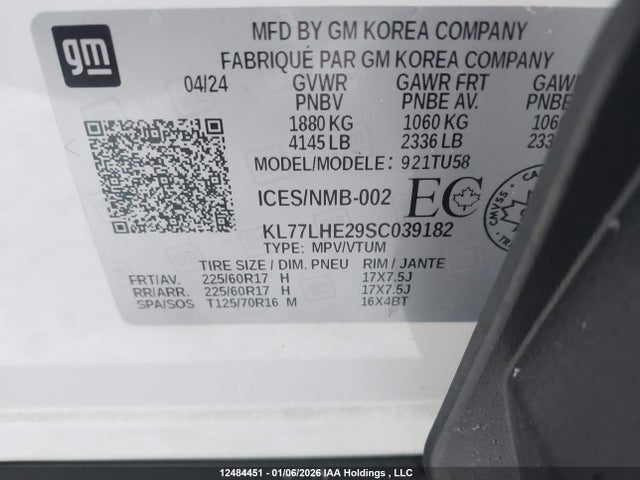 KL77LHE29SC039182 Chevrolet Trax Lt Fwd