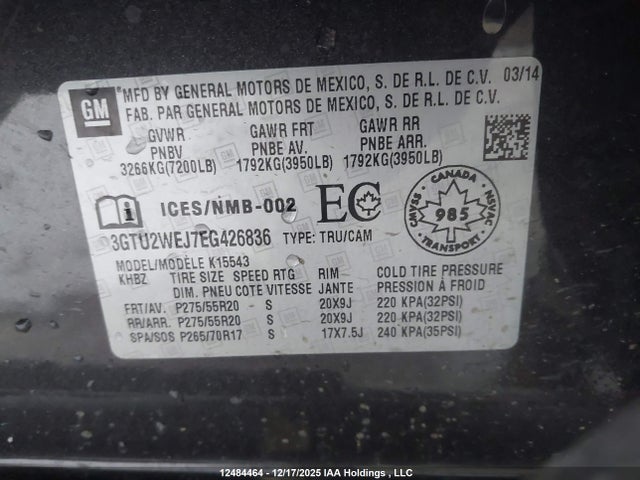 3GTU2WEJ7EG426836 GMC Sierra 1500 Denali