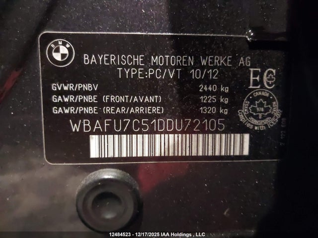 2013 Bmw 535i Xdrive მანქანა იყიდება აუქციონზე, vin: WBAFU7C51DDU72105, აუქციონის ნომერი: 12484523