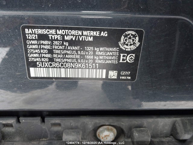 5UXCR6C08N9K61511 BMW X5 Xdrive40i