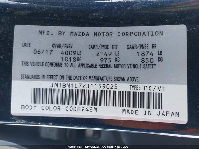 JM1BN1L72J1159025 Mazda Mazda3 50th Anniversary Edition/gs