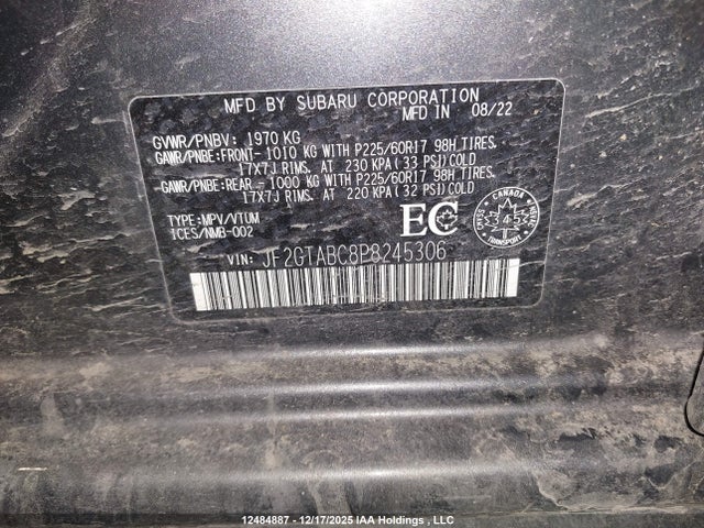 Aukcja sprzedaży 2023 Subaru Crosstrek Convenience, vin: JF2GTABC8P8245306, numer aukcji: 12484887