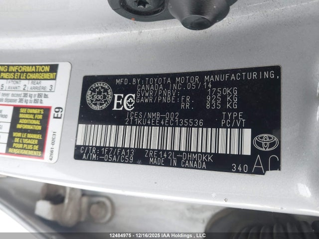 2T1KU4EE4EC135536 Toyota Matrix