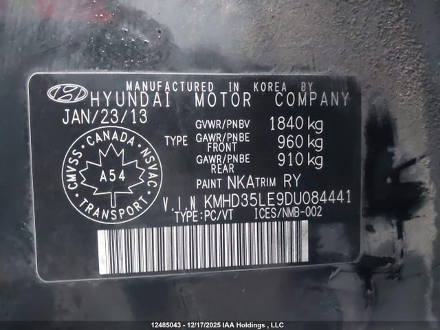 Продажа на аукционе авто 2013 Hyundai Elantra Gt Gls, vin: KMHD35LE9DU084441, номер лота: 12485043