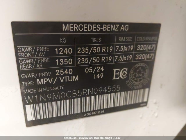 Mercedes-Benz Eqb 250+ 2024 W1N9M0CB5RN094555 Image 9