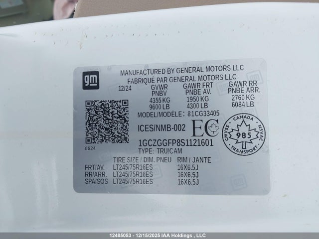1GCZGGFP8S1121601 Chevrolet EXPRESS G3500