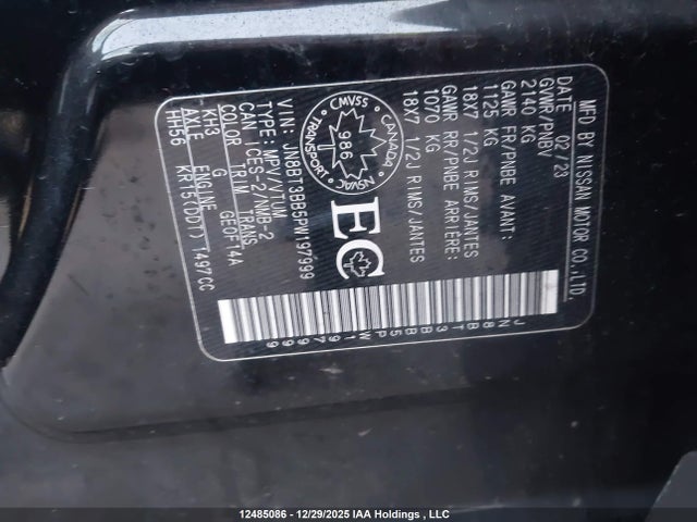 JN8BT3BB5PW197999 Nissan Rogue Sv Midnight Edition/sv Moonroof