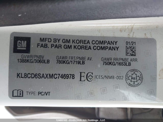KL8CD6SAXMC746978 Chevrolet Spark 1lt Cvt