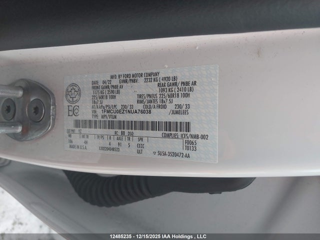 1FMCU0EZ1NUA76038 Ford ESCAPE SE