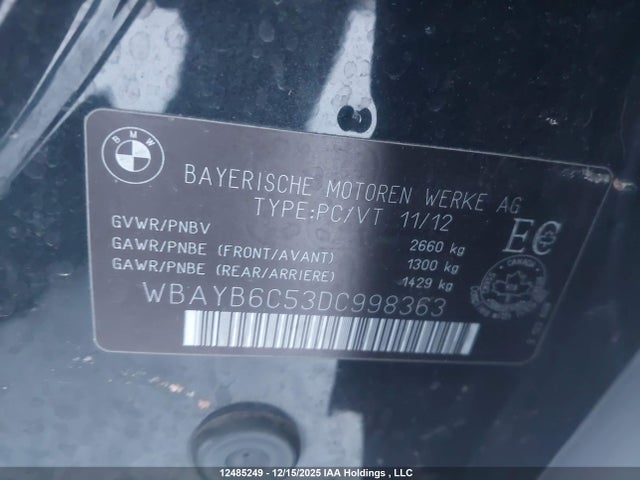 2013 Bmw 750i Xdrive მანქანა იყიდება აუქციონზე, vin: WBAYB6C53DC998363, აუქციონის ნომერი: 12485249