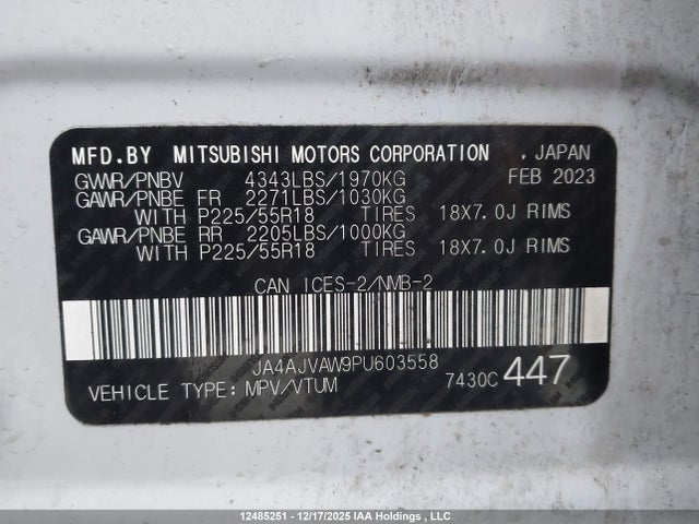 JA4AJVAW9PU603558 Mitsubishi RVR