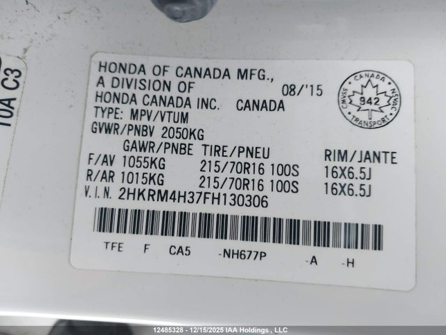 2HKRM4H37FH130306 Honda CR-V LX