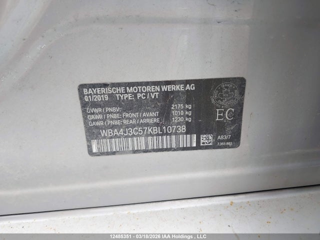 WBA4J3C57KBL10738 BMW 430i Gran Coupe Xdrive