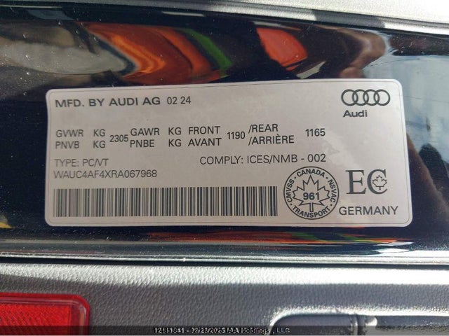 Aukcja sprzedaży 2024 Audi S4 3.0t Technik, vin: WAUC4AF4XRA067968, numer aukcji: 12485363