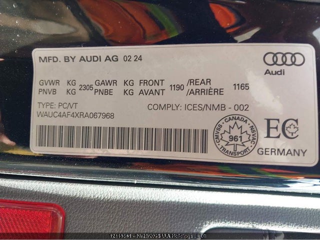 Aukcja sprzedaży 2024 Audi S4 3.0t Technik, vin: WAUC4AF4XRA067968, numer aukcji: 12485363