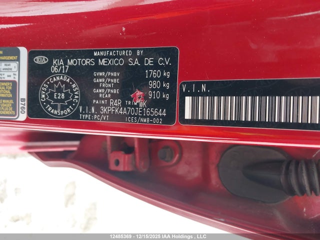 3KPFK4A70JE165644 KIA Forte Lx/lx+