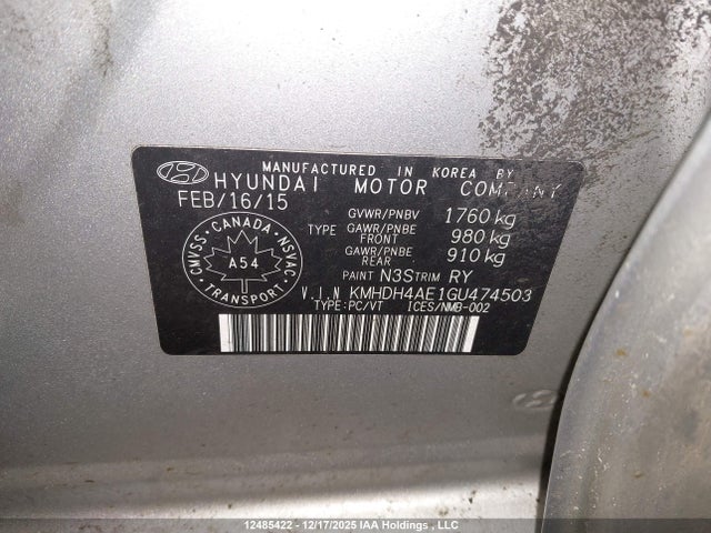 Продажа на аукционе авто 2016 Hyundai Elantra, vin: KMHDH4AE1GU474503, номер лота: 12485422