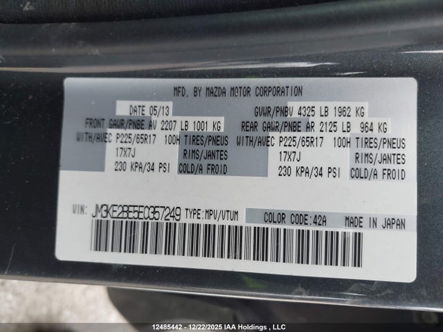 Aukcja sprzedaży 2014 Mazda Cx-5, vin: JM3KE2BE5E0357249, numer aukcji: 12485442