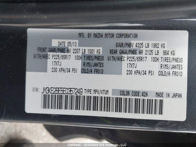 Aukcja sprzedaży 2014 Mazda Cx-5, vin: JM3KE2BE5E0357249, numer aukcji: 12485442