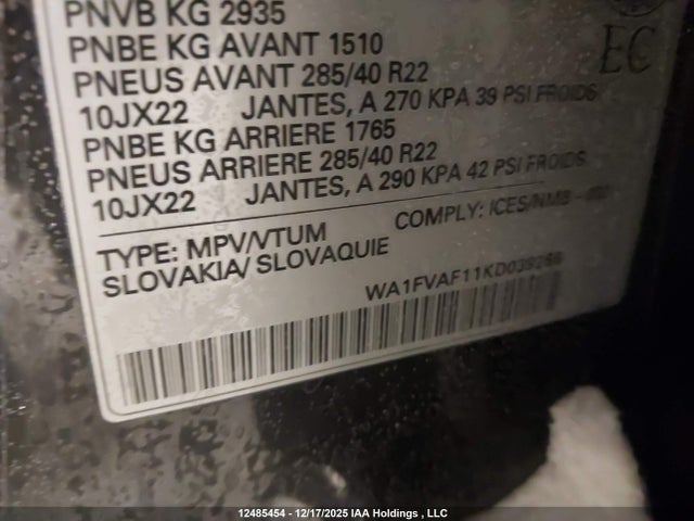 WA1FVAF11KD039266 Audi Q8 Prestige S-line