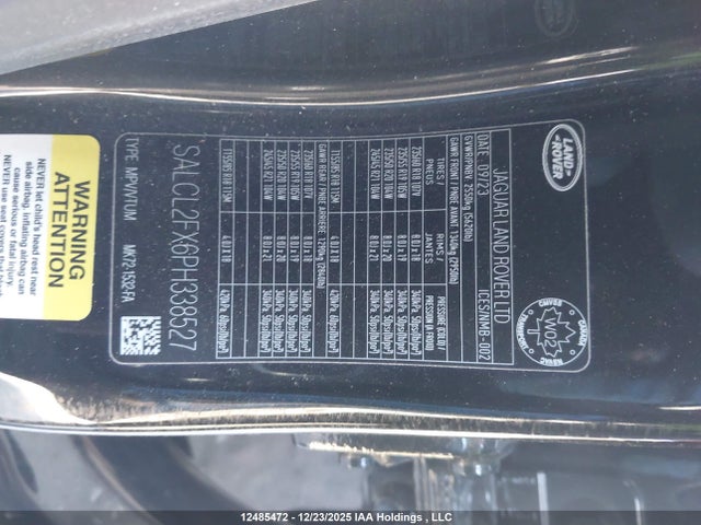 SALCL2FX6PH338527 Land Rover Discovery Sport Se R-dynamic