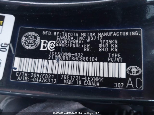 2T1BURHE8HC886104 Toyota COROLLA LE