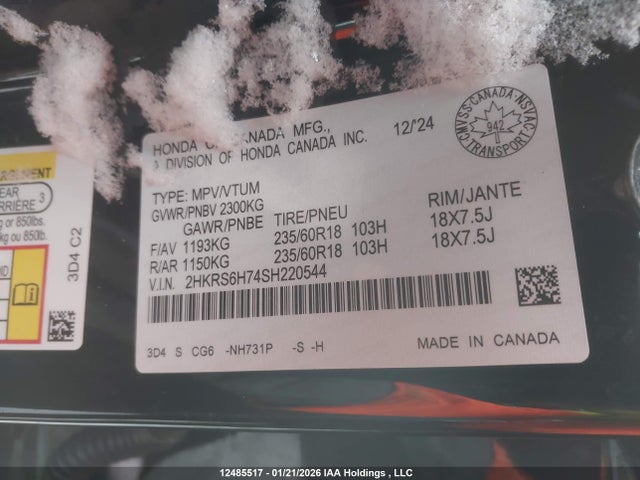 2HKRS6H74SH220544 Honda CR-V HYBRID