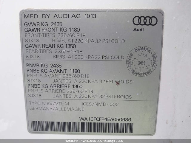 WA1CFCFP4EA050686 Audi Q5 PREMIUM