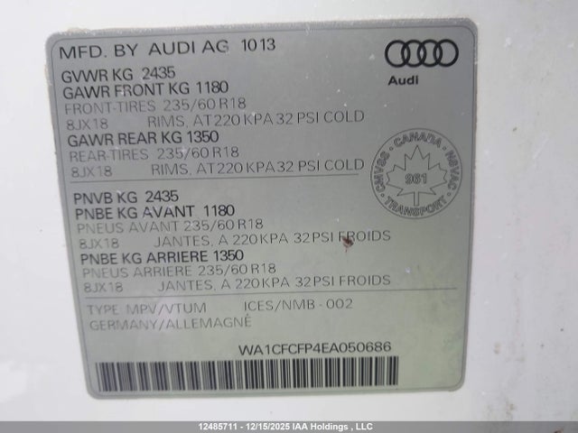 WA1CFCFP4EA050686 Audi Q5 PREMIUM