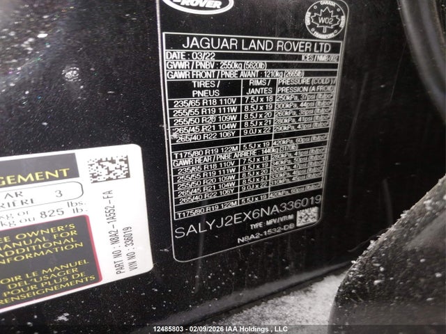 Land Rover Range Rover Velar S 2022 SALYJ2EX6NA336019 Image 9
