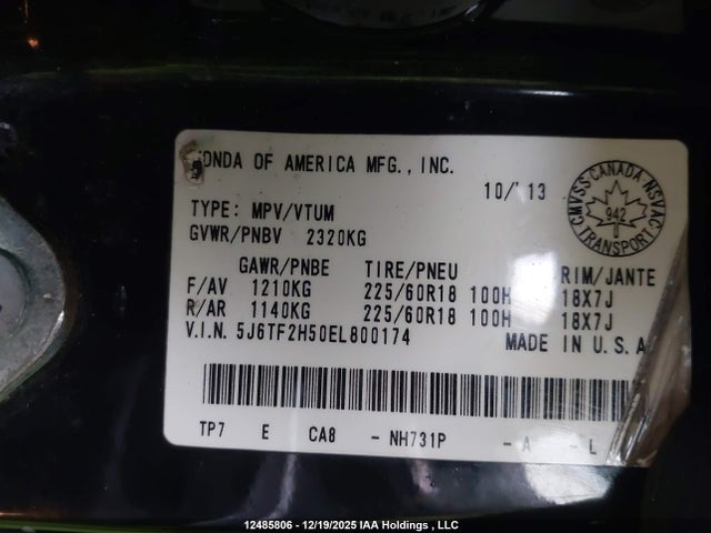 5J6TF2H50EL800174 Honda Crosstour Exl