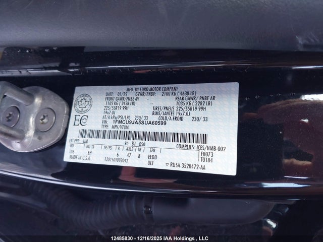 Продажа на аукционе авто 2025 Ford Escape Platinum, vin: 1FMCU9JA5SUA60599, номер лота: 12485830