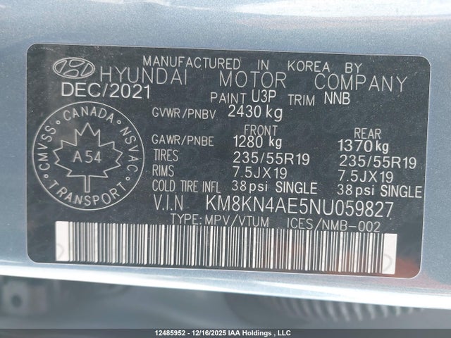 Продажа на аукционе авто 2022 Hyundai Ioniq 5 Preferred Long Range, vin: KM8KN4AE5NU059827, номер лота: 12485952