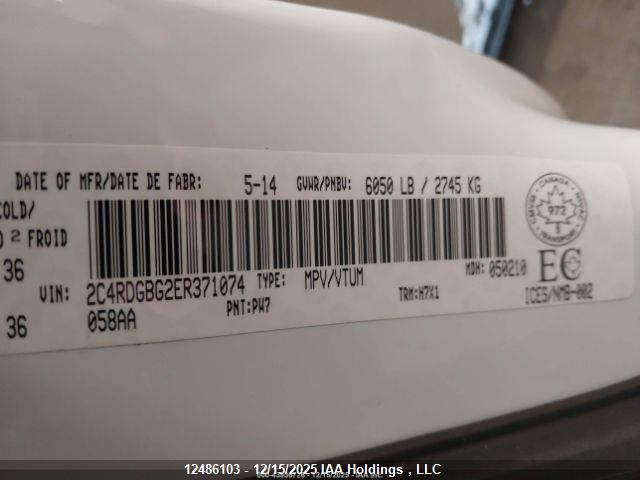 Aukcja sprzedaży 2014 Dodge Grand Caravan Se, vin: 2C4RDGBG2ER371074, numer aukcji: 12486103
