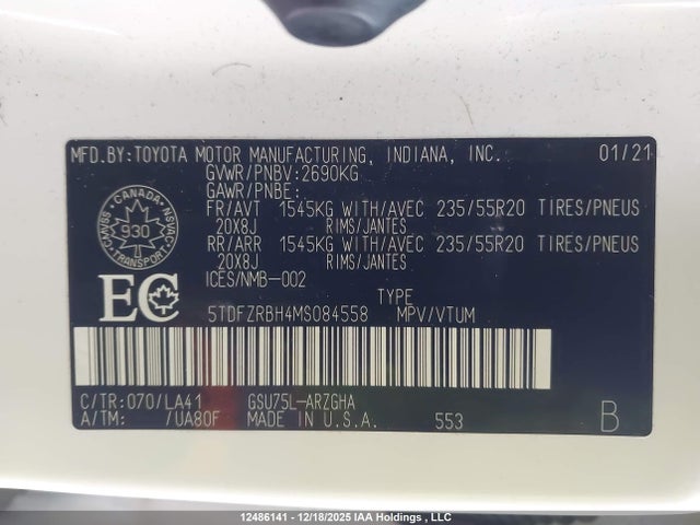 Toyota Highlander Platinum 2021 5TDFZRBH4MS084558 Image 18