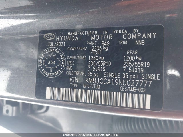KM8JCCA19NU027777 Hyundai Tucson Ultimate Hybrid Awd