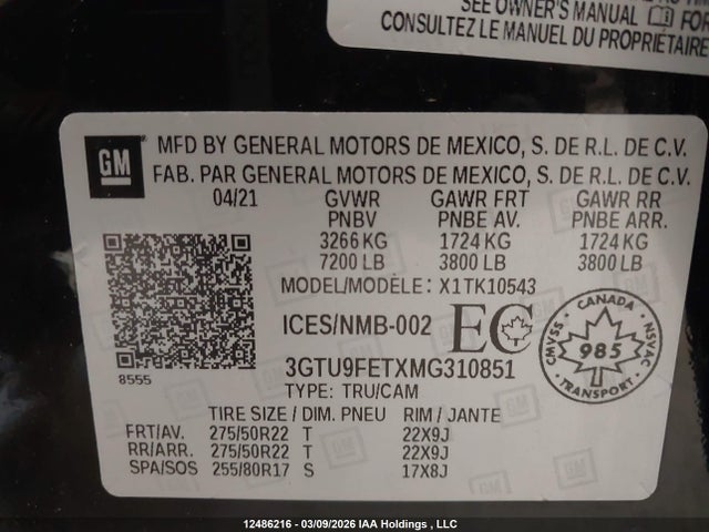 3GTU9FETXMG310851 GMC Sierra K1500 Denali