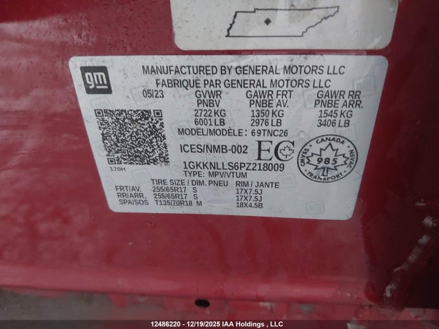 1GKKNLLS6PZ218009 GMC Acadia