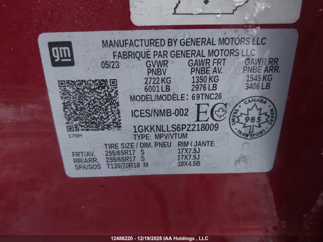 1GKKNLLS6PZ218009 GMC Acadia