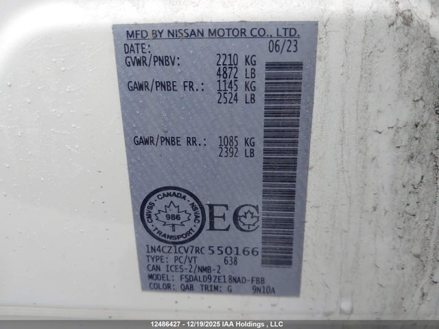 1N4CZ1CV7RC550166 Nissan Leaf Sv/sv Plus