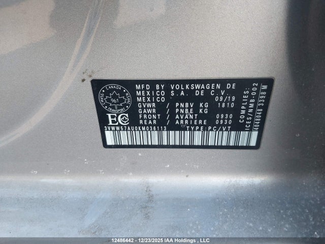 3VWW57AU0KM036113 Volkswagen Golf 1.4 Tsi Comfortline/1.4 Tsi Execline/1.4 Tsi Highline