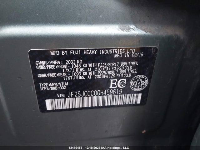 JF2SJCCC0GH459619 Subaru Forester 2.5i Premium
