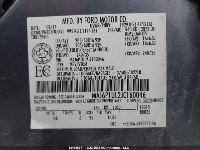 MAJ6P1UL2JC160046 Ford Ecosport Se